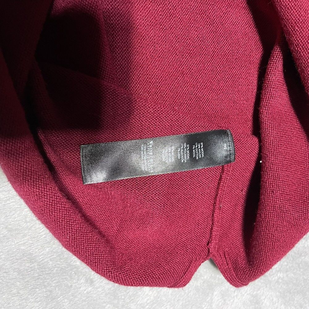 White House Black Market Sweater Womens Medium Red Cowl Neck Ribbed‎ Tunic - Picture 7 of 10